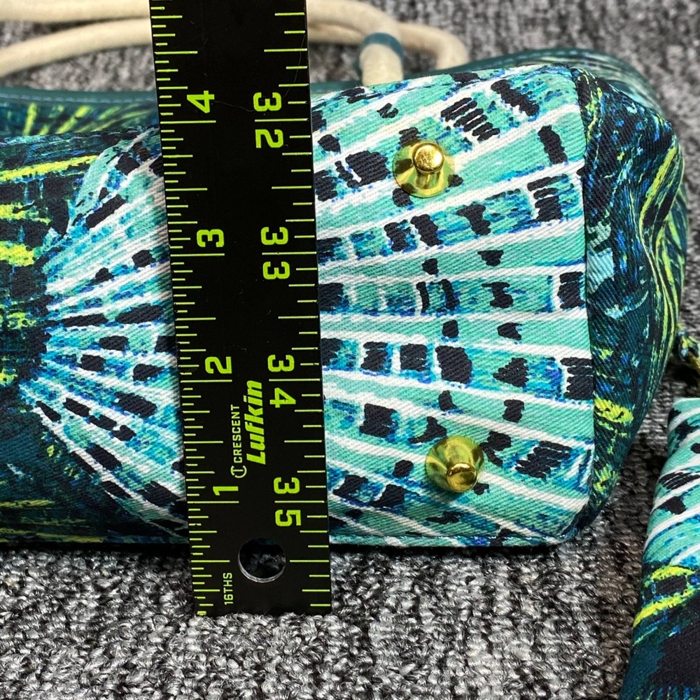 Palm Island Sea Turtle Seashell Tote Bag Pouch Set Teal Blue Beach Rope Handle - Picture 14 of 16
